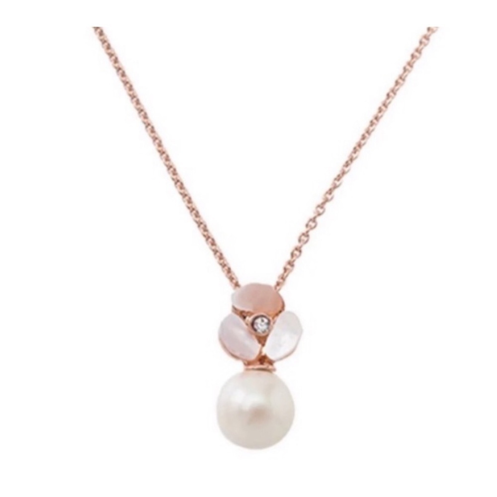 KATE SPADE • Disco Pansy Pearl Mini Drop Necklace